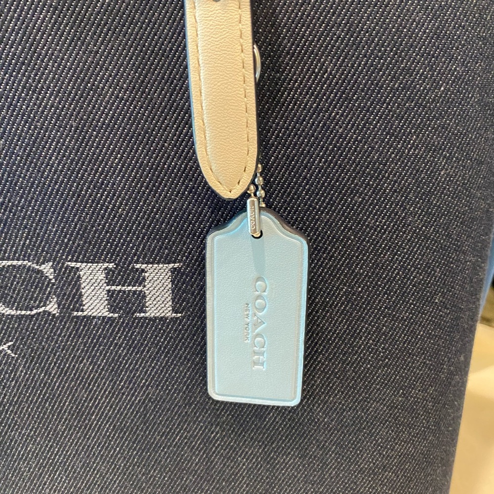 Coach Denim Blue Tote with Yellow Trim - Picture 3 of 10